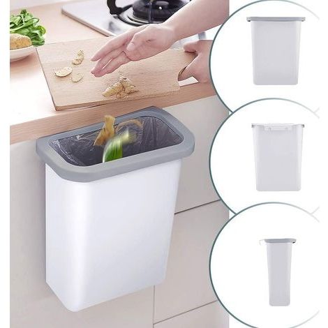 Kitchen Poubelle 10L Wall Mounted pour Voiture Bureau à Domicile Cuisine Can (Blanc) (1/4)