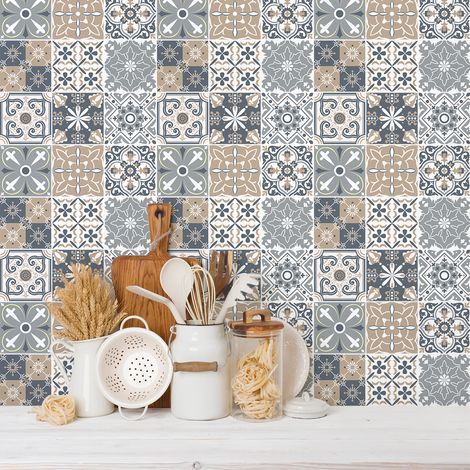 Sticker Mural Carrelage adhésif Cuisine Salle de Bain - 9 STICKERS CARRELAGES AZULEJOS EFERNOZA - 9stickers15x15cm (1/5)