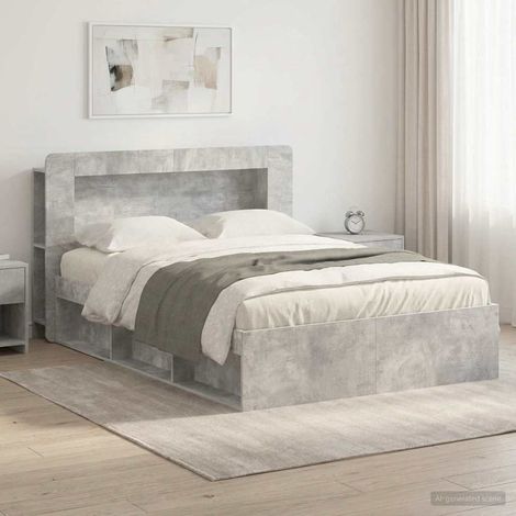 vidaXL Estructura de cama con almacenamiento Gris Hormigón (1/5)