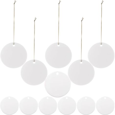 12 Pièces Pendentifs Ronds en Céramique Blanche à Suspendre, Double Face Prêts à Peindre, Décor Créatif pour Salle D'étude ou Arbre de Noël (1/5)