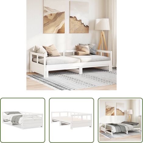 vidaXL Holzbett -  Tagesbett ohne Matratze Weiß 90x200 cm Massivholz Kiefer