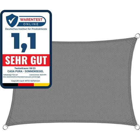 Casa Pura – Voile d'ombrage rectangulaire 3 x 3 m – Hydrofuge – Résistant aux UV et à l'eau – Fixation facile avec œillets renforcés