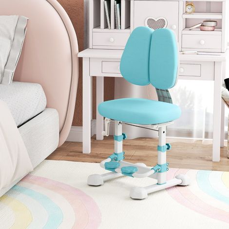 Chaise d'Étude Ergonomique pour Enfants avec Dossier Réglable Repose-Pieds Hauteur et Profondeur de Siège Ajustables pour 3 Ans + Bleu (1/2)