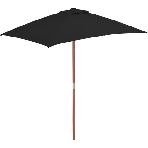 Sombrilla de exterior con mástil de madera 150 x 200 cm negra 020008257