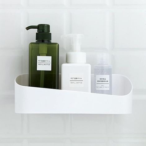 Étagère de salle de bain étanche – étagère de douche en plastique sans perçage, panier de douche avec trous de drainage pour la cuisine et la salle de bain (1/4)