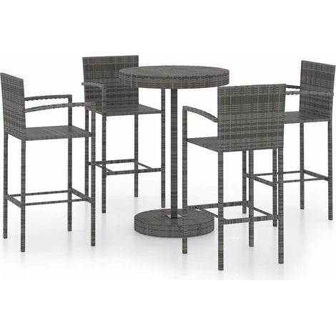 Maison Exclusive - Ensemble de bar de jardin 5 pcs Résine tressée Gris (1/5)