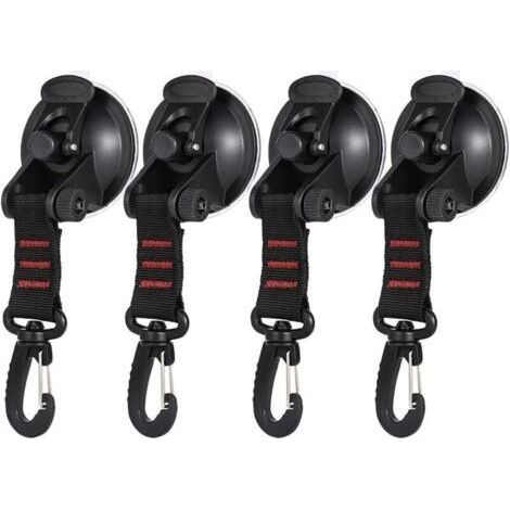 4 Pieces Suction Cup Anchor with Tie Down Hook Attachment, Awning Suction Cup Fixing Hook for Car Side Tents Camping Tarp Accessory (1/4)
