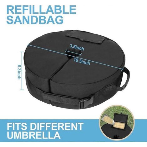Sac de lestage pour pied de parasol, poids robuste pour pied de parasol banane suspendu, sacs de sable supplémentaires pour base... (1/5)