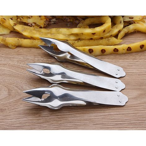 Éplucheur d'ananas, éplucheur de canne à sucre, éplucheur en acier inoxydable, coupe-ananas, pinces pour retirer les yeux, pinces pour retirer les yeux tout acier (1/5)
