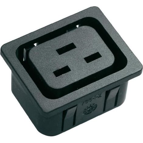 Embase Femelle - Connecteur Plat 6.3 mm - 3 Pôles Avec Mise À La Terre - Norme IEC 60320 C19 - 250 V 16 A - Pour Montage À Clipser - 1 Pièce