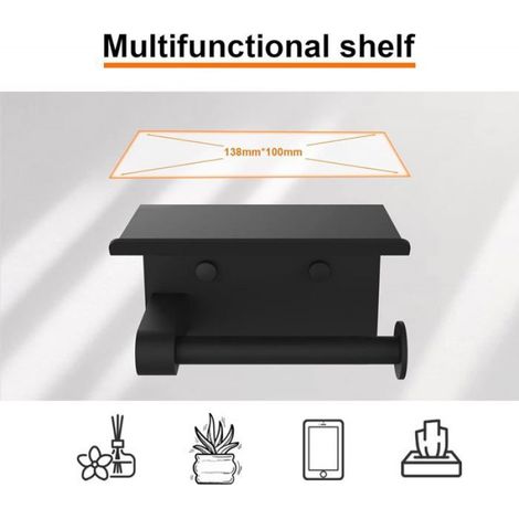 Toilet Paper Holder, Wall Mounted,304 Stainless Steel Toilet Roll Holder, Installation with Screws or 3M Self-Adhesive, Black (1/5)