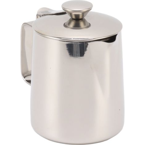 Milchaufschäumer aus Edelstahl für Kaffee, Cappuccino-Kanne mit Deckel, 350 ml (1/5)