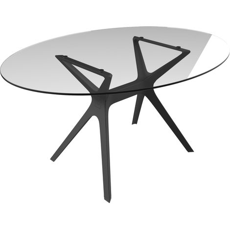 Mesa oval interior 150x110 negro - cristal VELA M Resol