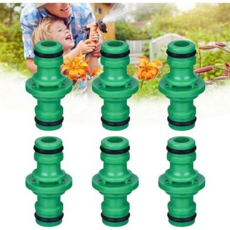 Lot de 6 connecteurs doubles mâles pour ets en plastique 1/2" connecteurs mâle à mâle pour tuyau d'arrosage (vert) (1/4)
