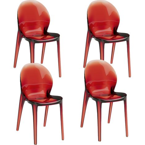 Set 4 Sedie Ruby 42,5x53x82,5 cm in Policarbonato Rosso (1/3)