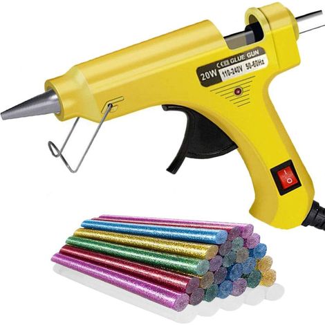 20W Hot Glue Gun, Mini Glue Gun with 30 Glue Sticks, Heating Glue Gun for Repairs, Crafts, DIY (Yellow) (1/5)