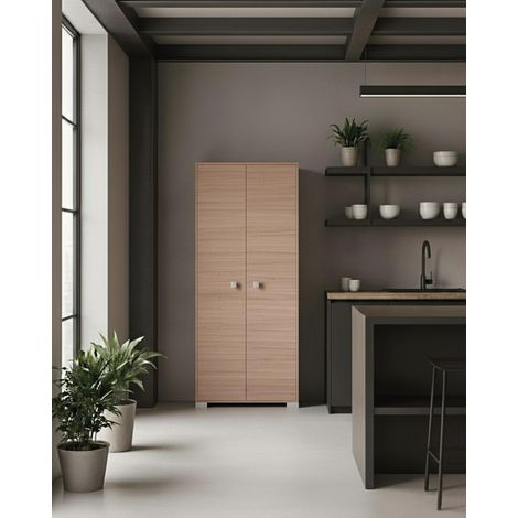 Armadio multiuso Clara 2 ante - Mobile contenitore dispensa salvaspazio - Colore virginia - 5 ripiani interni - 75x180x35 cm (1/5)