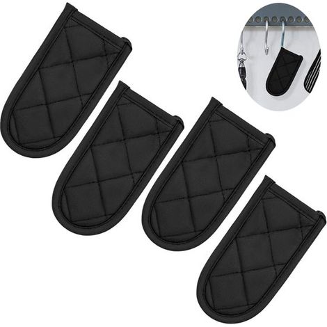 Coprimanici per pentole in ghisa, resistenti al calore, per utensili da cucina/grill e da forno (confezione da 4, neri) (1/5)