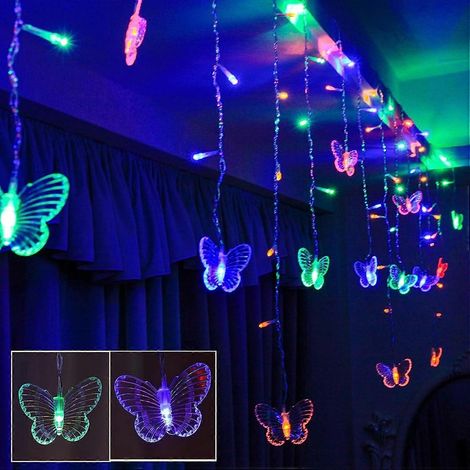 Guirlande lumineuse papillon de 4 m, fond rouge, idéale pour Noël, Halloween, anniversaire d'enfant (colorée) (1/5)