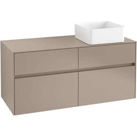 Villeroy &amp Boch Collaro meuble sous lavabo 1200x548x500 mm, 4 tiroirs, pour lavabo à droite, C043L0, Coloris: Façade/carcasse : Blanc brillant, poignée : Blanc mat - C043L0DH