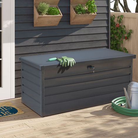 Anthracite 600L Metal Outdoor Garden Lockable Storage Box (1/5)