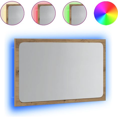 Maison Exclusive - Specchio da Bagno con Luci LED Rovere Artigianale 60x8,5x38 cm