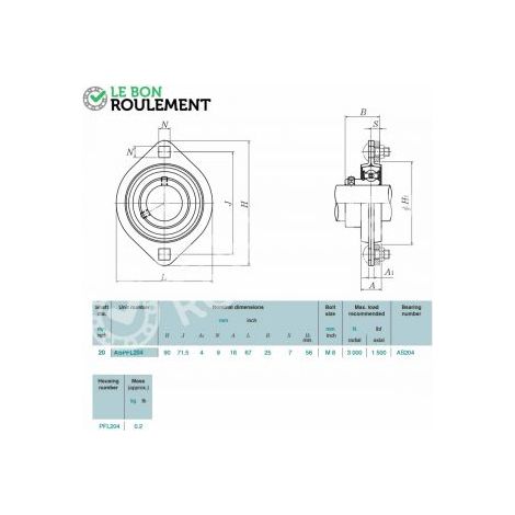 Palier tole M-ASPFL204-NTN
