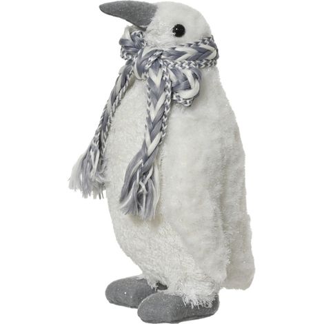 Decoris Dekofigur Pinguin 19 x 12 cm weiß-grau