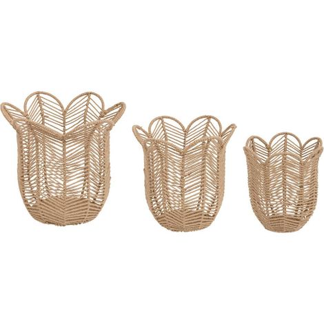 Atmosphera The Floral Ensemble de paniers beige en jute