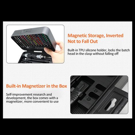 Kit de destornilladores magnéticos miniatura 132 en 1 con identificación codificada por colores, que incluye 108 puntas de destornillador y un pequeño destornillador manual para teléfono, ordenador, t (1/2)