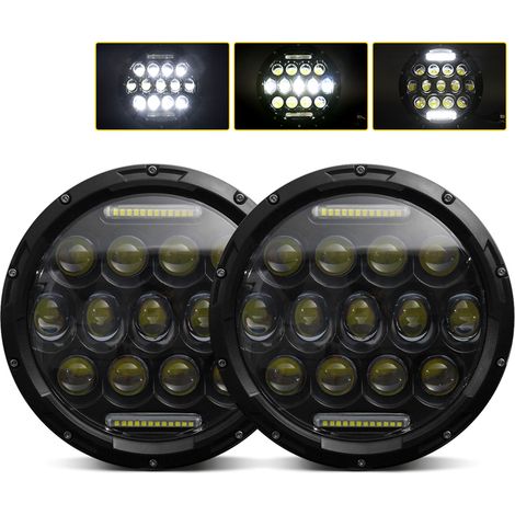 Set aus 2 7-Zoll-LED-Scheinwerfern für Auto und Motorrad, 200 W, 6000 K, IP67 wasserdicht, mit Tagfahrlicht, Abblendlicht und Fernlicht.