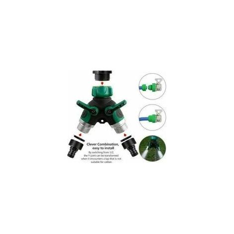 2-Wege-Verteiler für Gartenschläuche, Wasserverteiler für alle Wasserhähne, universell, verstellbar, 2 Stück - Crezuo
