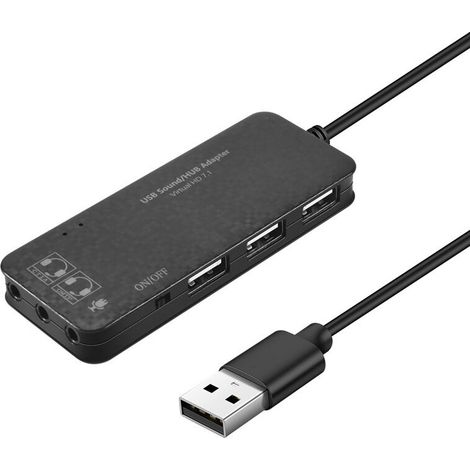 Convient aux hubs externes USB 2.0 à 3 ports, aux adaptateurs de carte son 7.1 canaux, pour PC, avec prises microphone et casque, noir.