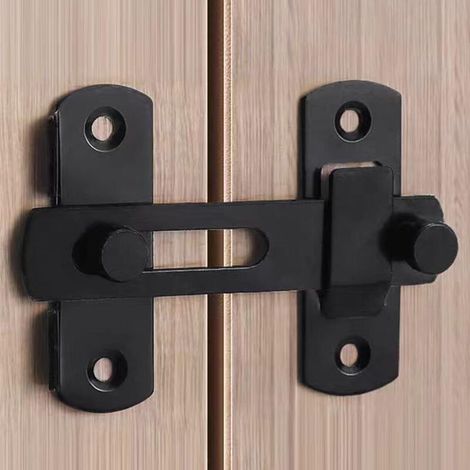Serrure de porte de grange coulissante à rabat pour plus d'intimité – Serrures et loquets pour porte de grange, chatière, salle de bain, extérieur, garage, fenêtre, porte coulissante, noir (1/4)