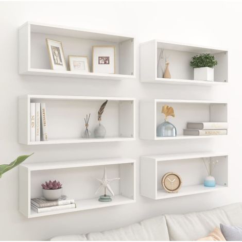 Estantes cubo de pared 6 uds contrachapada blanco 60x15x23 cm vidaXL (1/5)