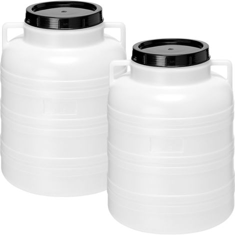 Garronda réservoir d'eau de 2 x 40 litres, Baril Alimentaire, fût à Large Ouverture en HDPE et sans BPA, tonneau de Jardin, bac à Aliments pour Animaux, conteneur d'eau, tonneau Universel GD-0127, Bla