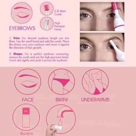 Tondeuse Électrique 5-en-1 - Rasoir Bikini Visage Corps Sourcils Brosse Faciale - Alimentation Pile AA - IPX4 Résistant à l'Eau - 1 Pièce (1/4)
