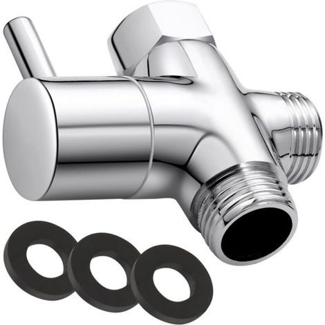 G1/2" 3-Wege-Ventil, 3-Wege-Ventil aus massivem Messing für Duschkopf, Duschkomponenten, Universalarmaturen, verchromt (1/5)