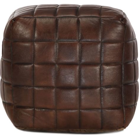 Pouf 40 x 40 x 40 cm Marron foncé Cuir véritable de chèvre CFW564783 (1/4)
