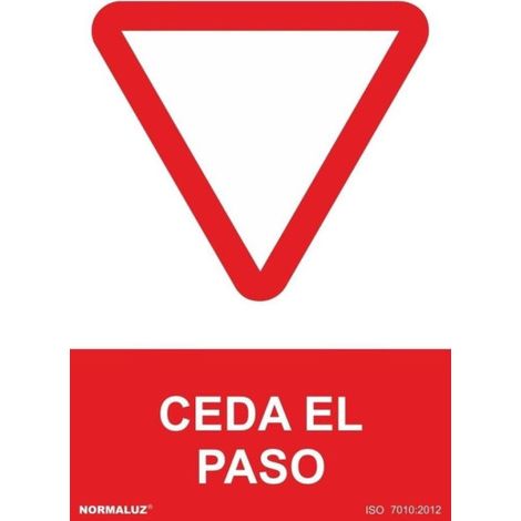Señal de prohibición Ceda el paso SEKURECO                         100 x 150 mm                          ADHESIVOS DE VINILO (1/2)