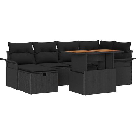 Set Divano da Giardino 7 pcs Nero polyrattan vidaXL (1/5)