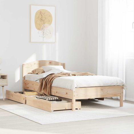 Massivholzbett ohne Matratze 75x190 cm Kiefernholz