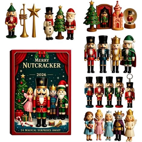 24-Tage-Weihnachtskalender 2026 mit Nussknacker aus Acryl  Niedlicher Weihnachtsbaumschmuck für Erwachsene, Tür, Wand, Mantel, Baum, Eingangsbereich, Zuhause (1/5)
