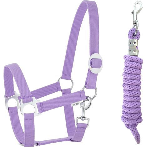 Nylon-Pferdehalfter-Set mit verstellbarem Karabinerhaken und 2 m langem Seil für Reiten und Ponyreiten (1/4)