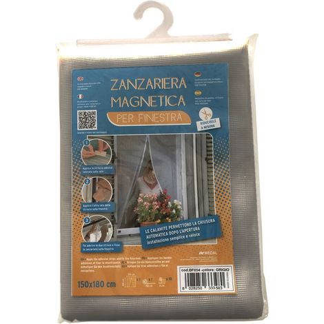 ZANZARIERA PANNELLI MAGNETICA PER FINESTRA 150X180 GRIGIA (1/2)