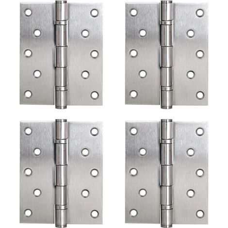 Charnières à Bout Paumelle à Visser Acier Inox à Roulement à Billes Charnière 127 x 102mm pour Portes Intérieures à Recouvrement Jusqu'à 120kg (4 Pièces) (1/5)