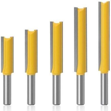 Pr 5 brocas de enrutador de corte al ras de 8 mm, brocas de enrutador de carburo extra largas, fresa para carpintería, para madera, longitud de corte extra larga: 30 mm, 40 mm, 50 mm, 63 mm, 76 mm (1/4)