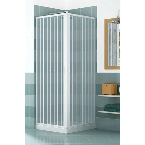 Pinto - Box Doccia 80-65/80-65 Angolare A Soffietto - Apertura Angolare A Due Porte - Altezza 185 Cm - Modello: Acquario