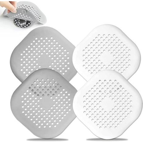 4 Pack Silicone Drain Protectors with Suction Cup Kitchen Sink Filter Stopper for Bathtub Bathroom 2 Grey+2 White