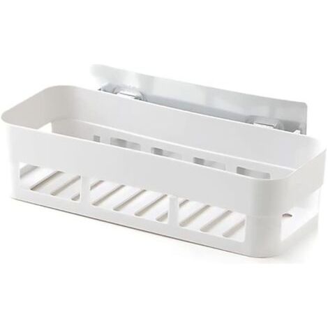 Étagère de douche, organisateur de douche sans perçage, étagère de douche, étagère de douche en plastique, étagère de salle de bain en plastique, étagère de douche adhésive murale, rangement(Blanc)